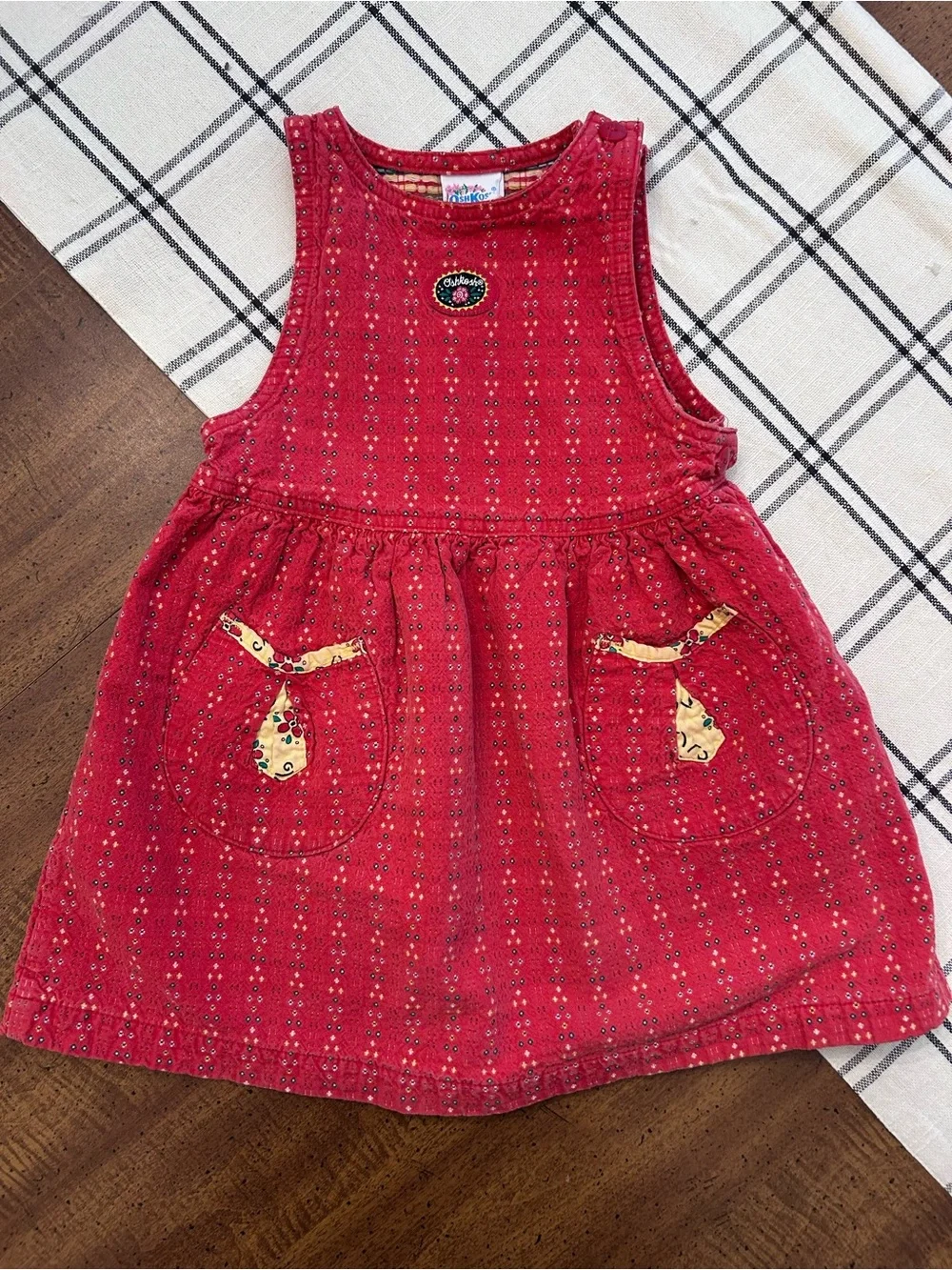 Oshkosh Vintage Made in USA Toddler Girls Jumper Dress Red 3T